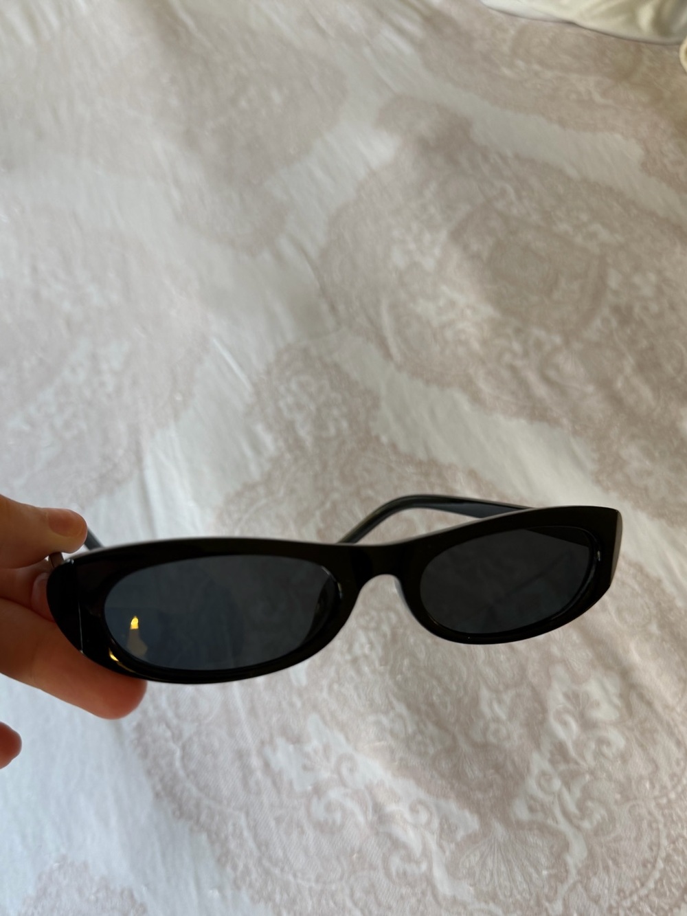 Classic Black Slim Cat-Eye Sunglasses